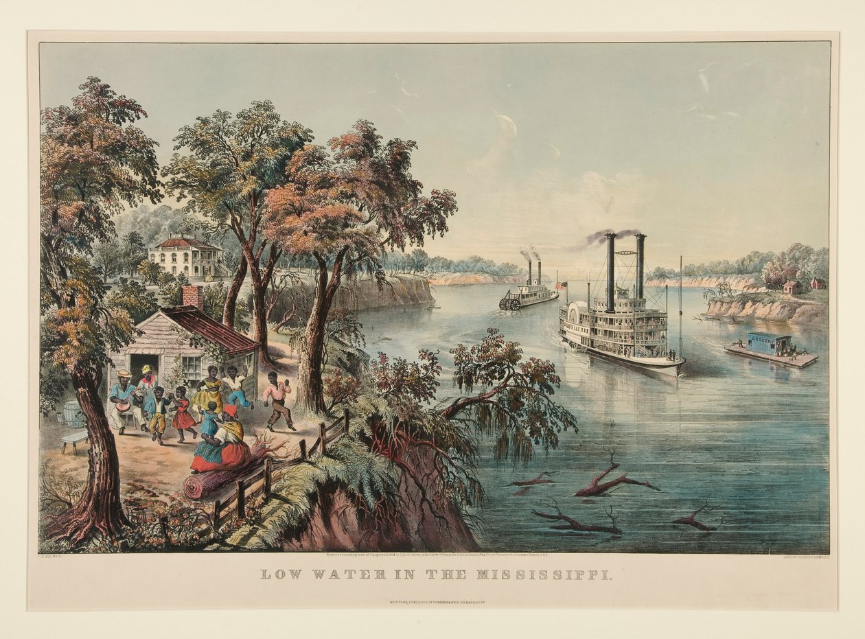 Lågt vatten i Mississippi av Currier and Ives