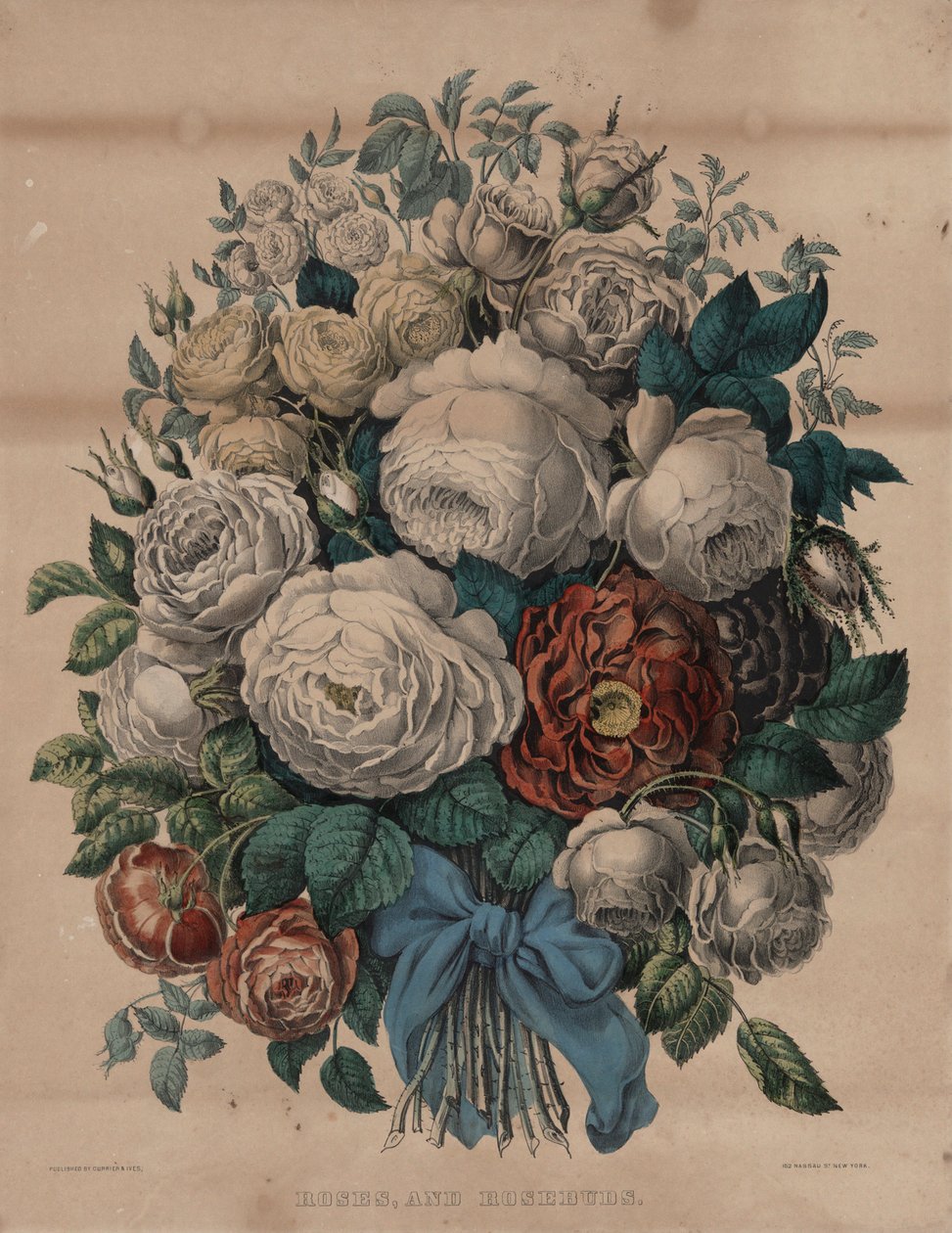 Rosor och rosenknoppar av Currier and Ives