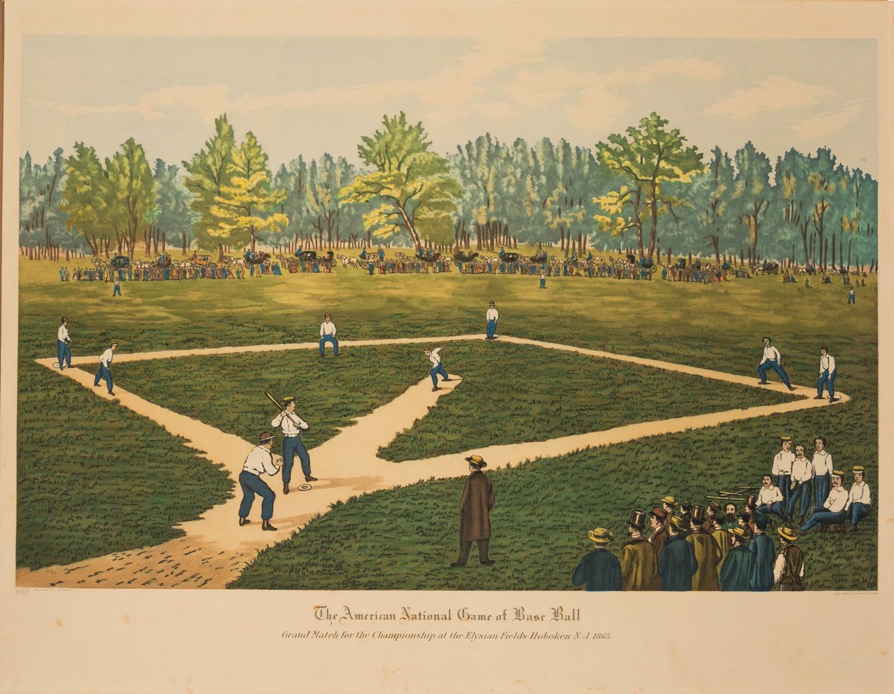 American National Game of Base Ball, ca 1866. av Currier and Ives.