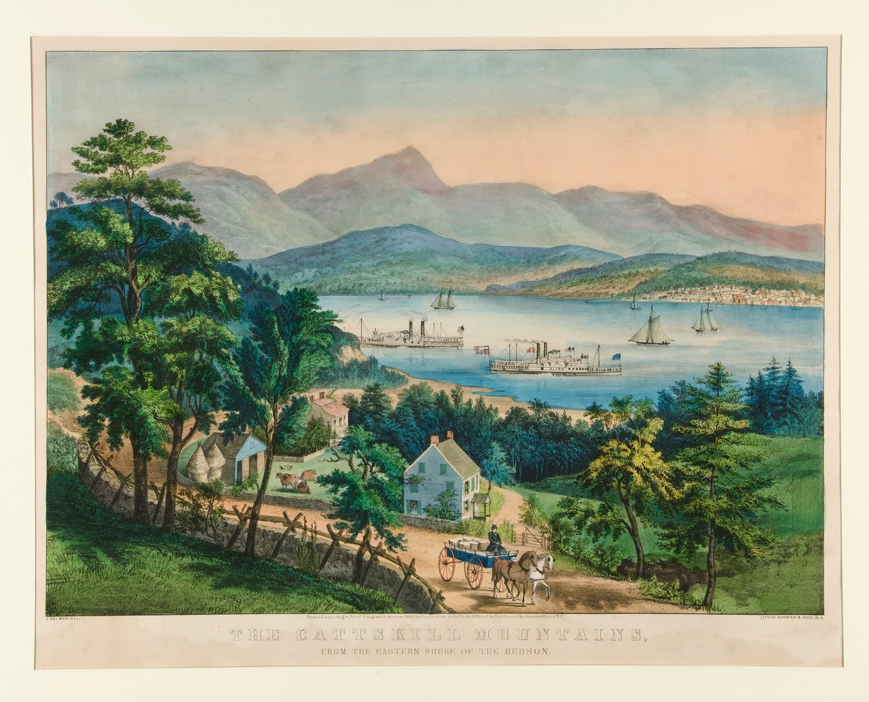 Catskill-bergen från den östra stranden av Hudson av Currier and Ives