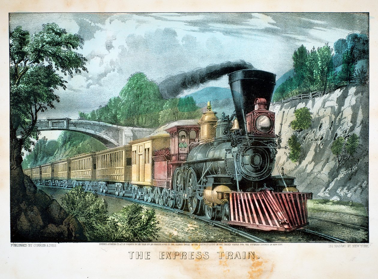 Expresståget, USA, 1870 av Currier and Ives