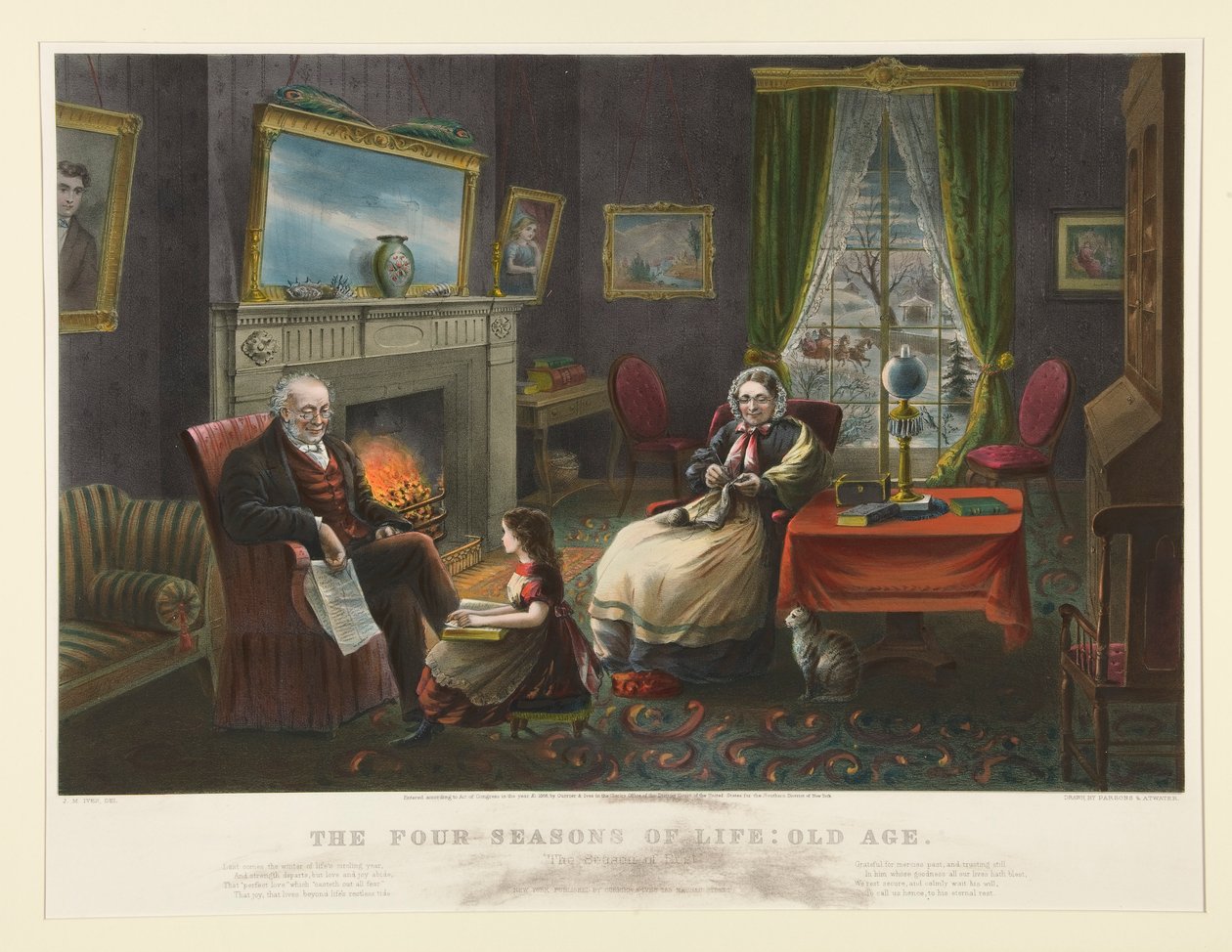 Livets fyra årstider. - Gammal ålder av Currier and Ives