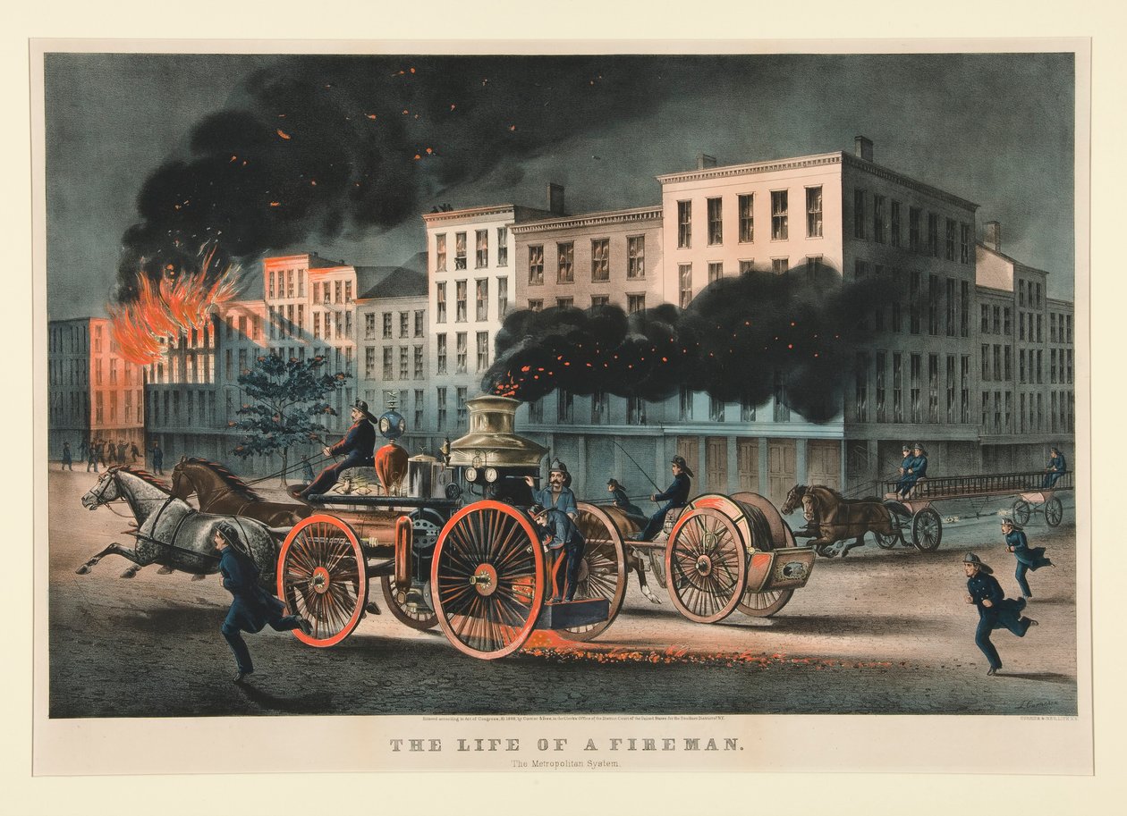 En brandmans liv / Metropolitan System. av Currier and Ives