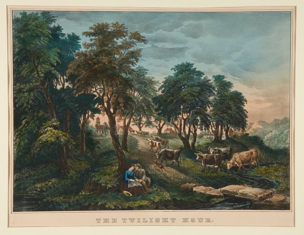 Skymningstimmen. av Currier and Ives