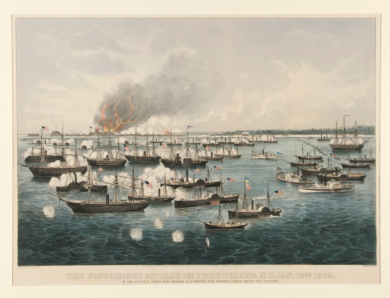 Den segrande attacken mot Fort Fisher, N.C av Currier and Ives