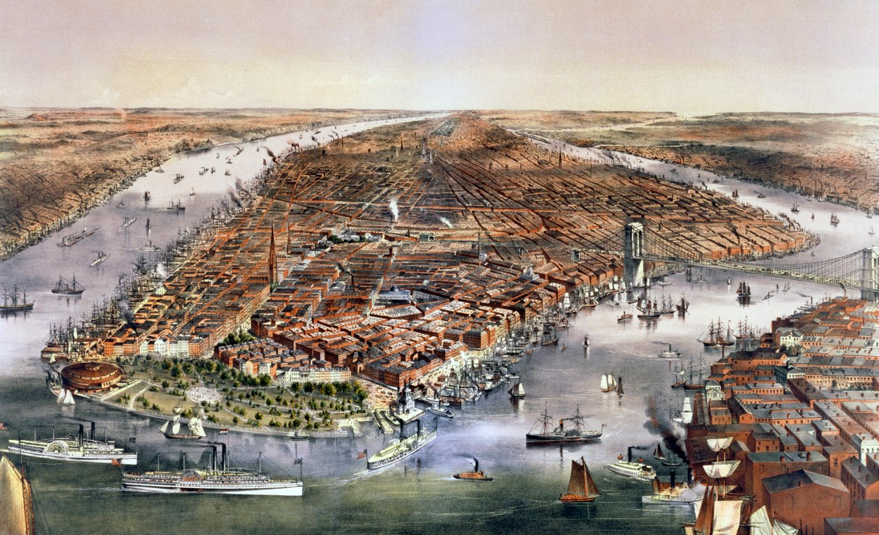 Staden New York, USA, 1870 av Currier and Ives