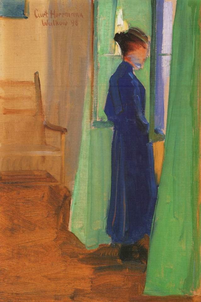 Sophie Herrmann am Fenster in Wulkow av Curt Herrmann