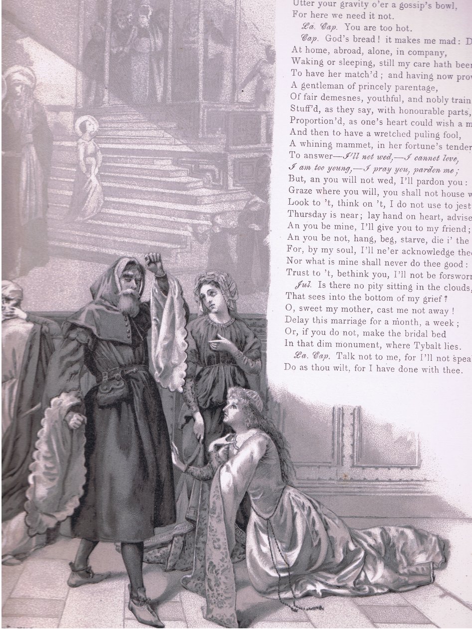 Juliet: "Finns det ingen synd att sitta i molnen?", illustration från Romeo och Julia