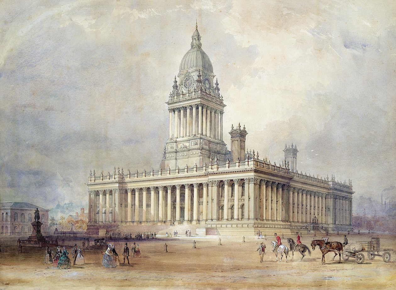 Design för Leeds Town Hall av Cuthbert Brodrick