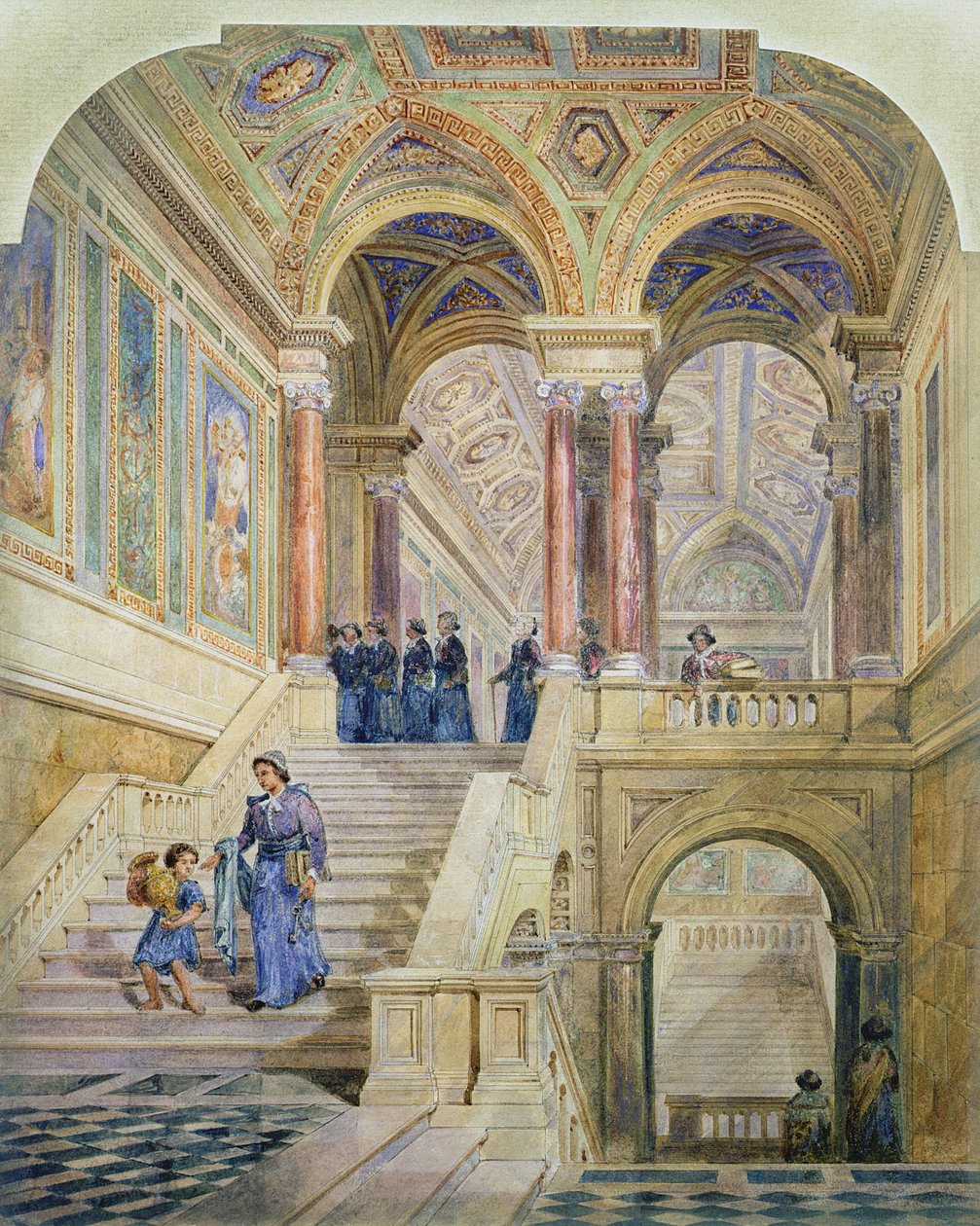 Design för trappan till Leeds Town Hall, 1853-58 av Cuthbert Brodrick