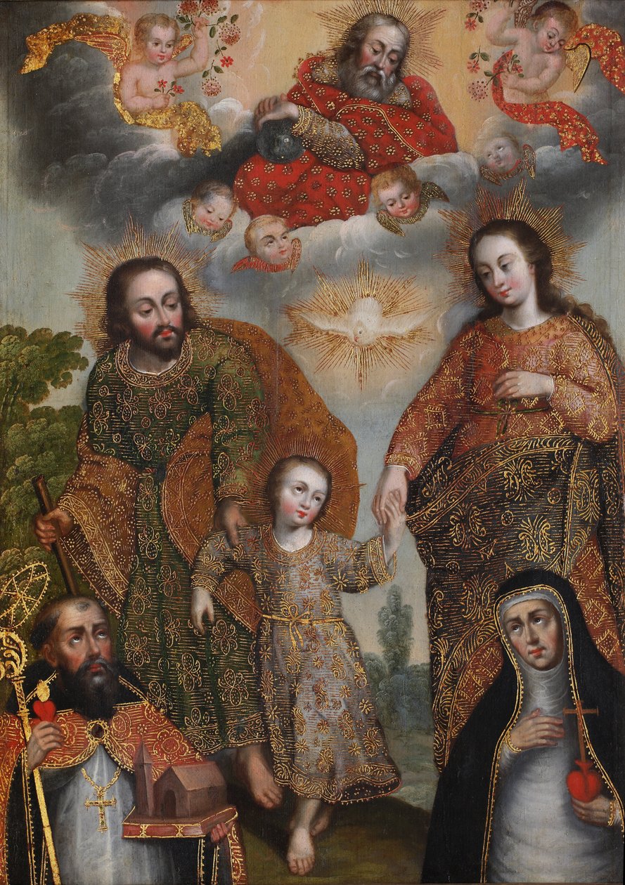 Dubbel treenighet med Saint Augustine och Saint Catherine of Siena av Cuzco School