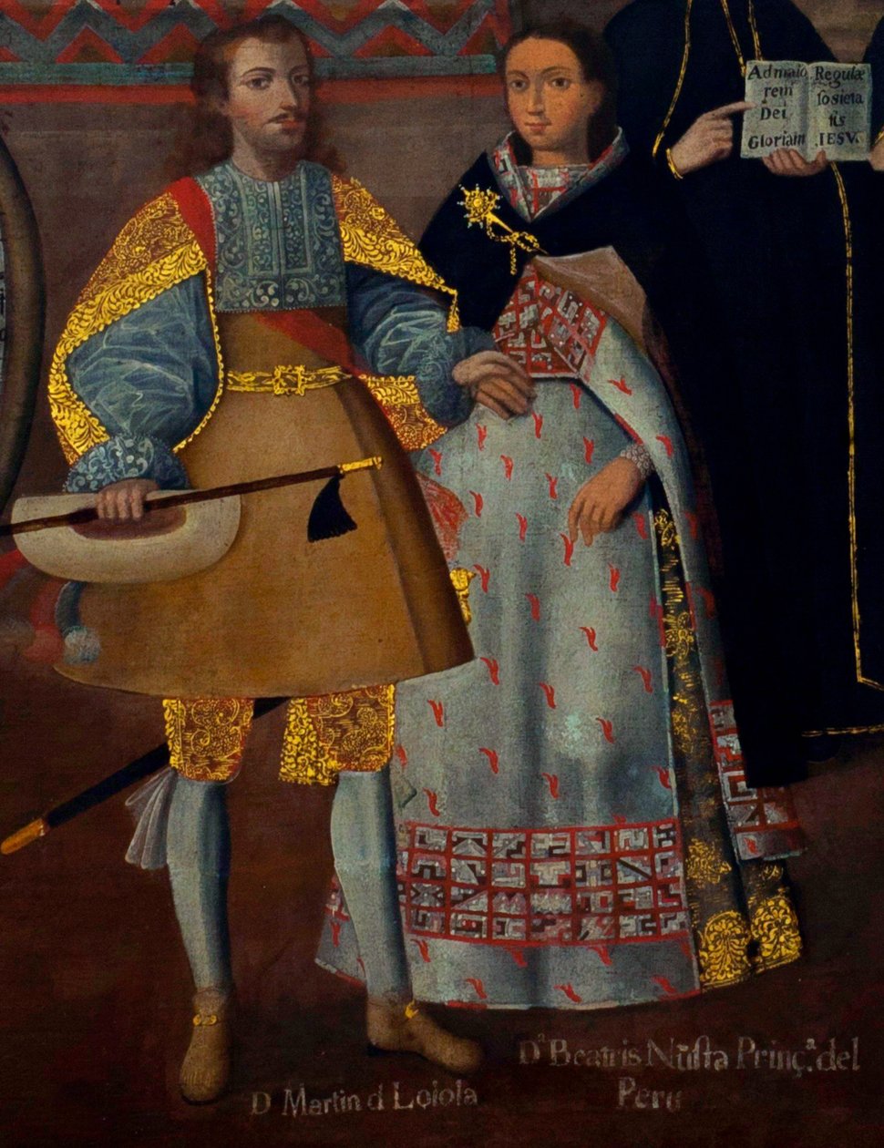 Martín de Loyolas äktenskap med Doña Beatriz Ñusta och Don Juan Borjas äktenskap med Lorenza Ñusta (Loyola och Coya). av Cuzco School