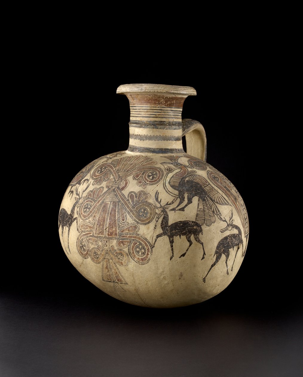 Cypriotisk fatkanna föreställande fåglar och rådjur, 700-600-tal (keramik) av Cypriot