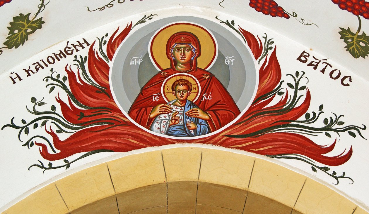 Madonna och barn omgivna av lågor, Cypern av Cypriot
