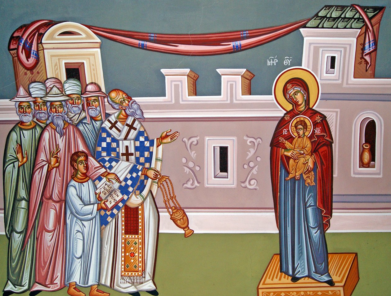 Väggmålning föreställande Madonnan och barnet, Cypern av Cypriot