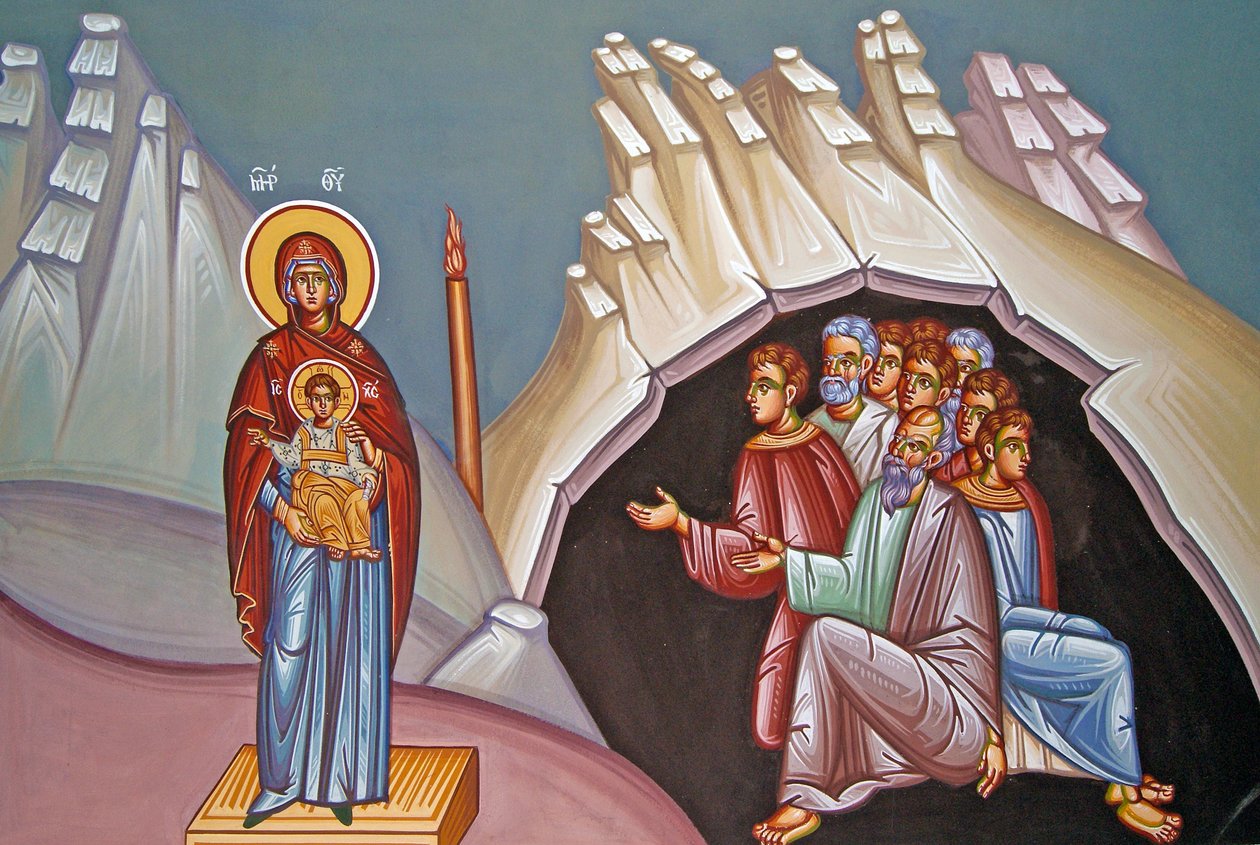 Mural of the Madonna and Child, Kykkos Monastery, Cyprus swed av Cypriot