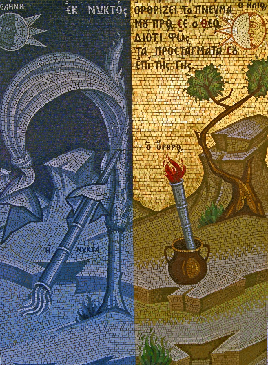 Natt och dag, Kykkos kloster, Troodosbergen, Cypern (mosaik) av Cypriot