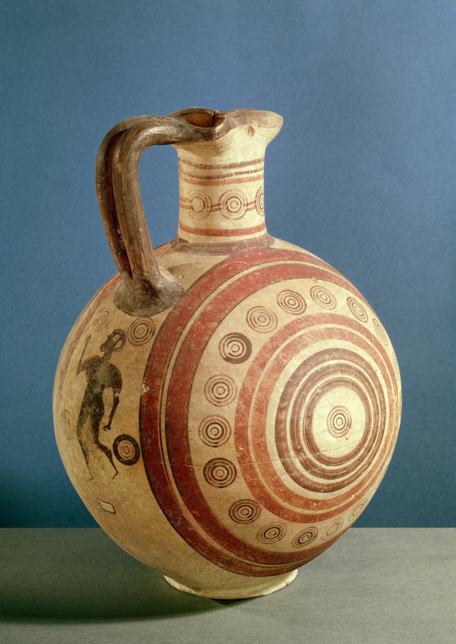 Oinochoe dekorerad med koncentriska cirklar (keramik) av Cypriot