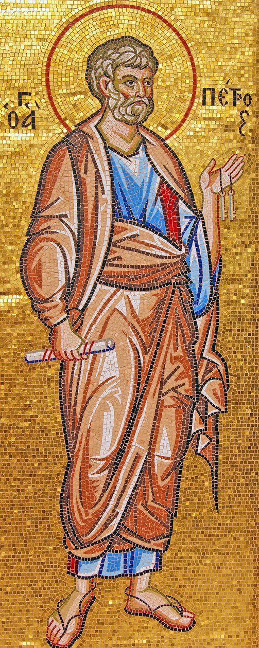 Sankt Peter håller nycklarna till himlen, Kykkos kloster, Troodosbergen, Cypern (mosaik) av Cypriot