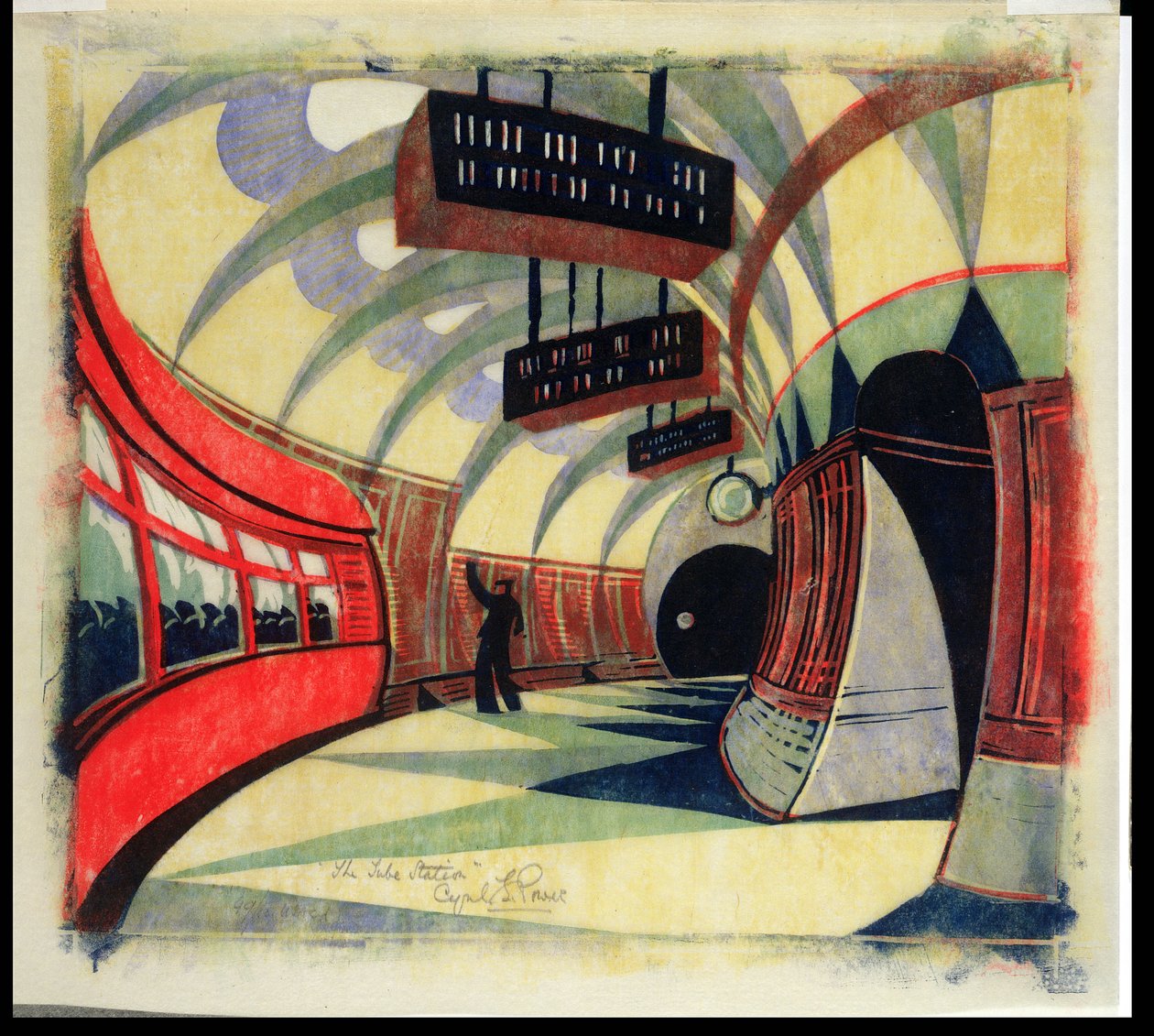 The Tube Train, c.1932 (linosnitt) (se även 246012) av Cyril Edward Power