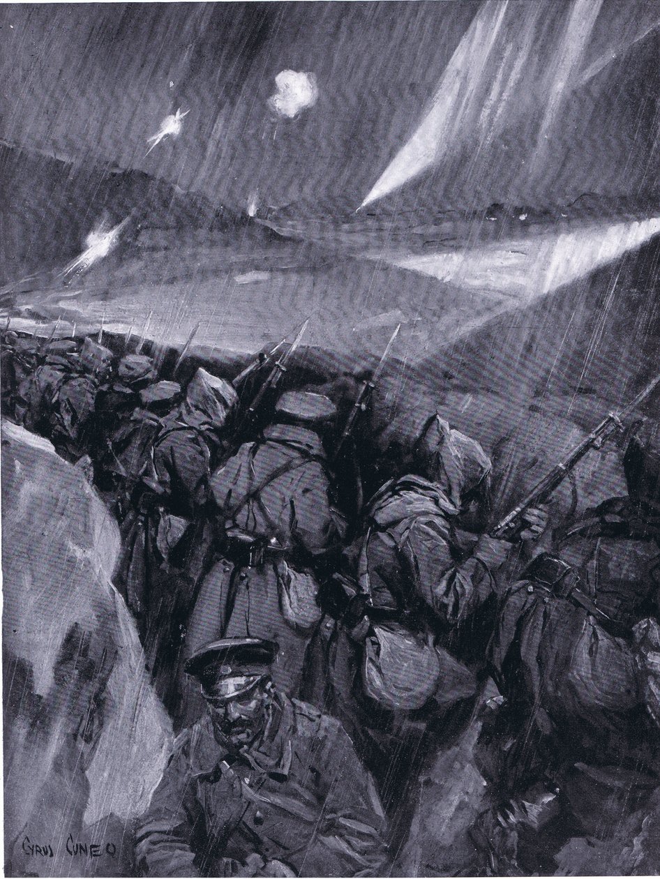 Bulgarer som belägrar Adrianople (1912-1913) Balkankriget, från Hutchinsons Nationernas historia (volym 4) publicerad av Hutchinson, ca. 1920 (litho) av Cyrus Cuneo