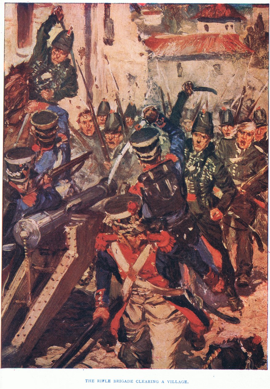 Rifle Brigade rensar en by, 1915 av Cyrus Cuneo