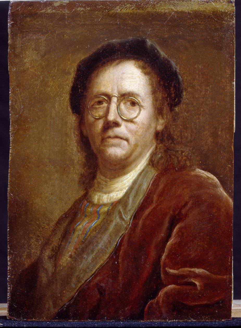 Självporträtt. Verk av Jan (Jean) Kupecky (Kupetzki)(1667-1740), olja på kartong. Tjeckisk konst av Czech School