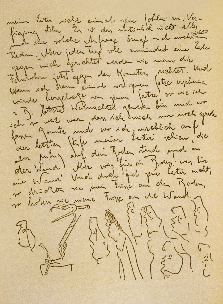 Manuskript av Franz Kafka, ca 1910 (bläck på papper) av Czech School