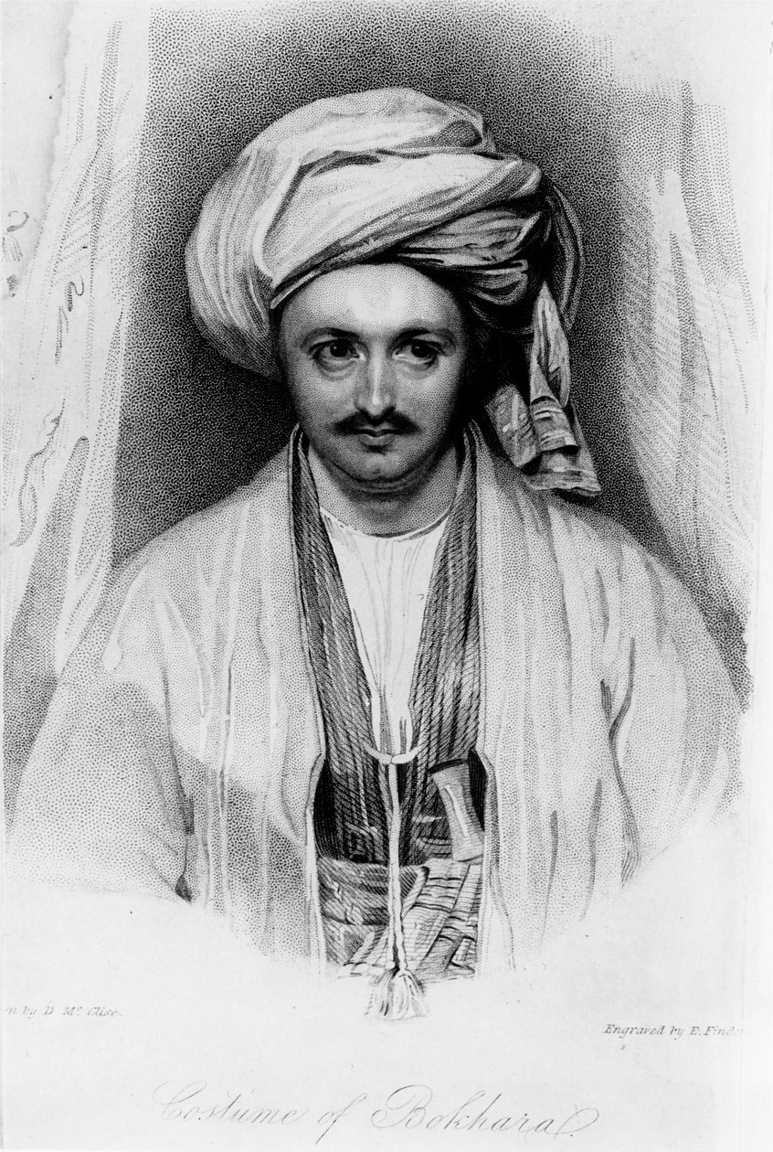 Porträtt av Sir Alexander Burnes (1805-41) graverad av E. Findes av D McClise