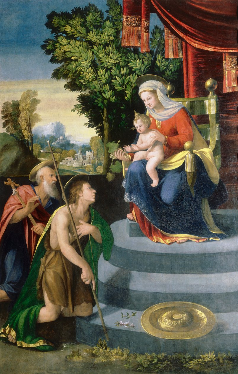 Madonna med tron och helgon av D. and Garofalo Dossi