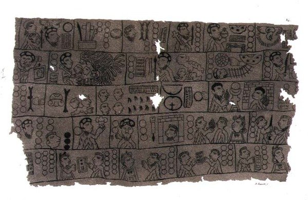 Kristen kalender i hieroglyfisk aztekisk stil (litho) av D.K. (after) Bonatti