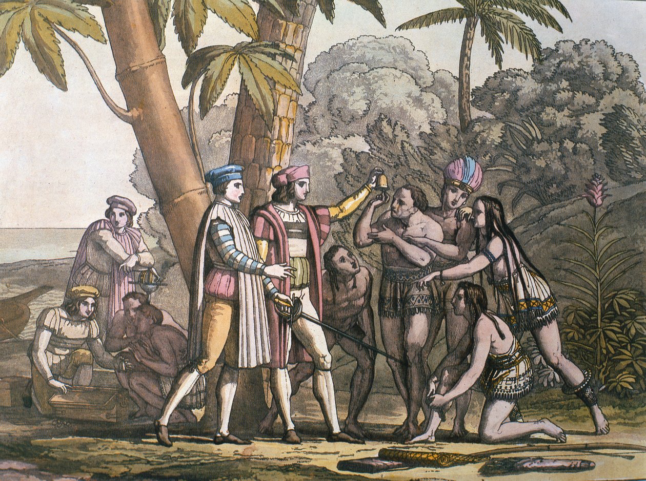 Christopher Columbus ankomst till den nya världen och hans möte med ursprungsfolken av D.K. Bonatti