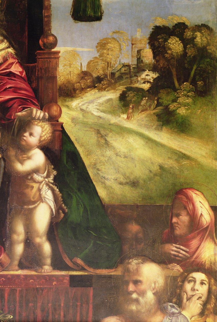 Detalj av polyptykon, visar höger bakgrund av D. and Garofalo Dossi