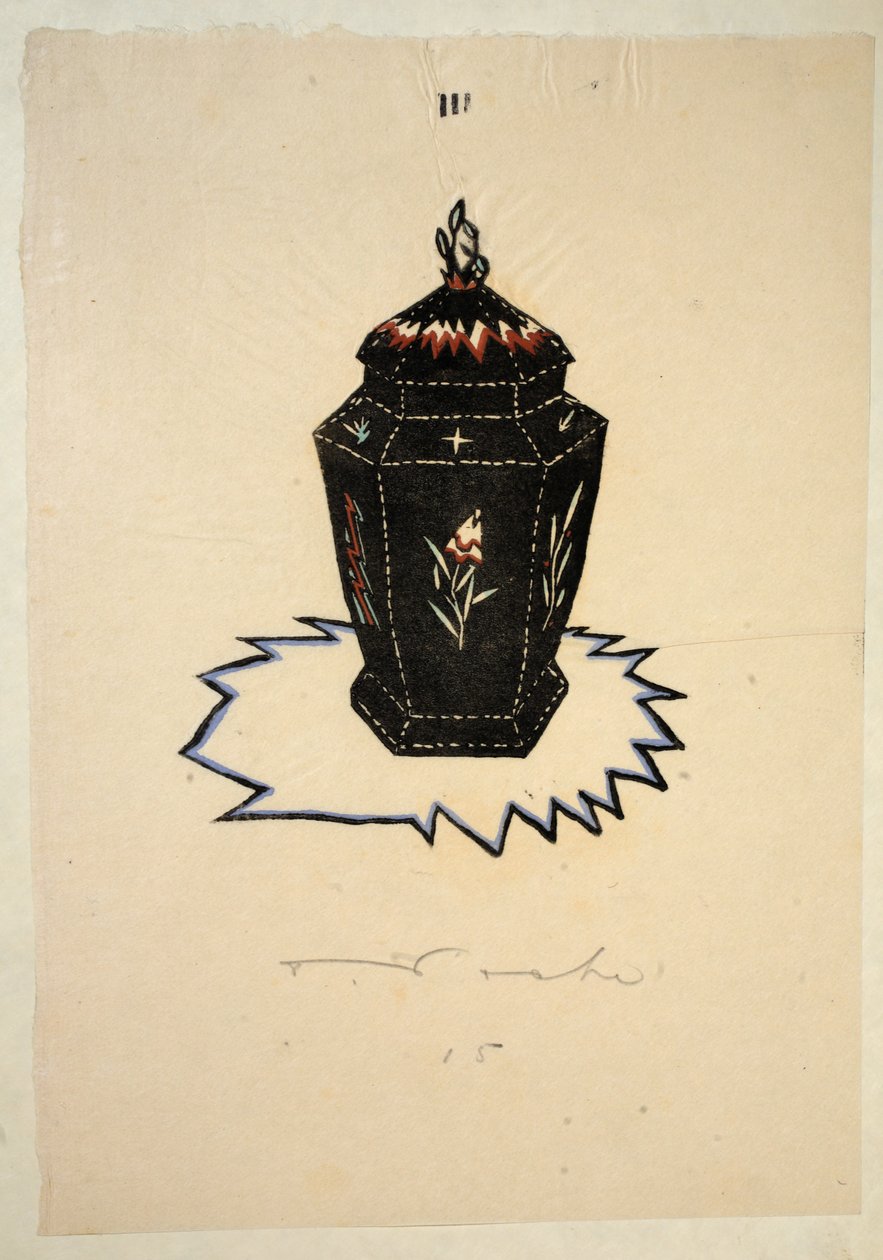 Design för en urna, platta 3, bok 6, illustration från "Wiener Werkstatte Mode 191415", publicerad av. Eduard Kosmack, Wien, 1914-1915 (handkolorerat linoljeformat). av Dagobert Peche