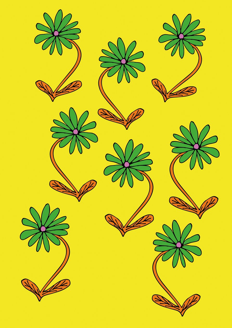 Tusenskönor upprepar gul bakgrund (digital) av Daisy de Villeneuve