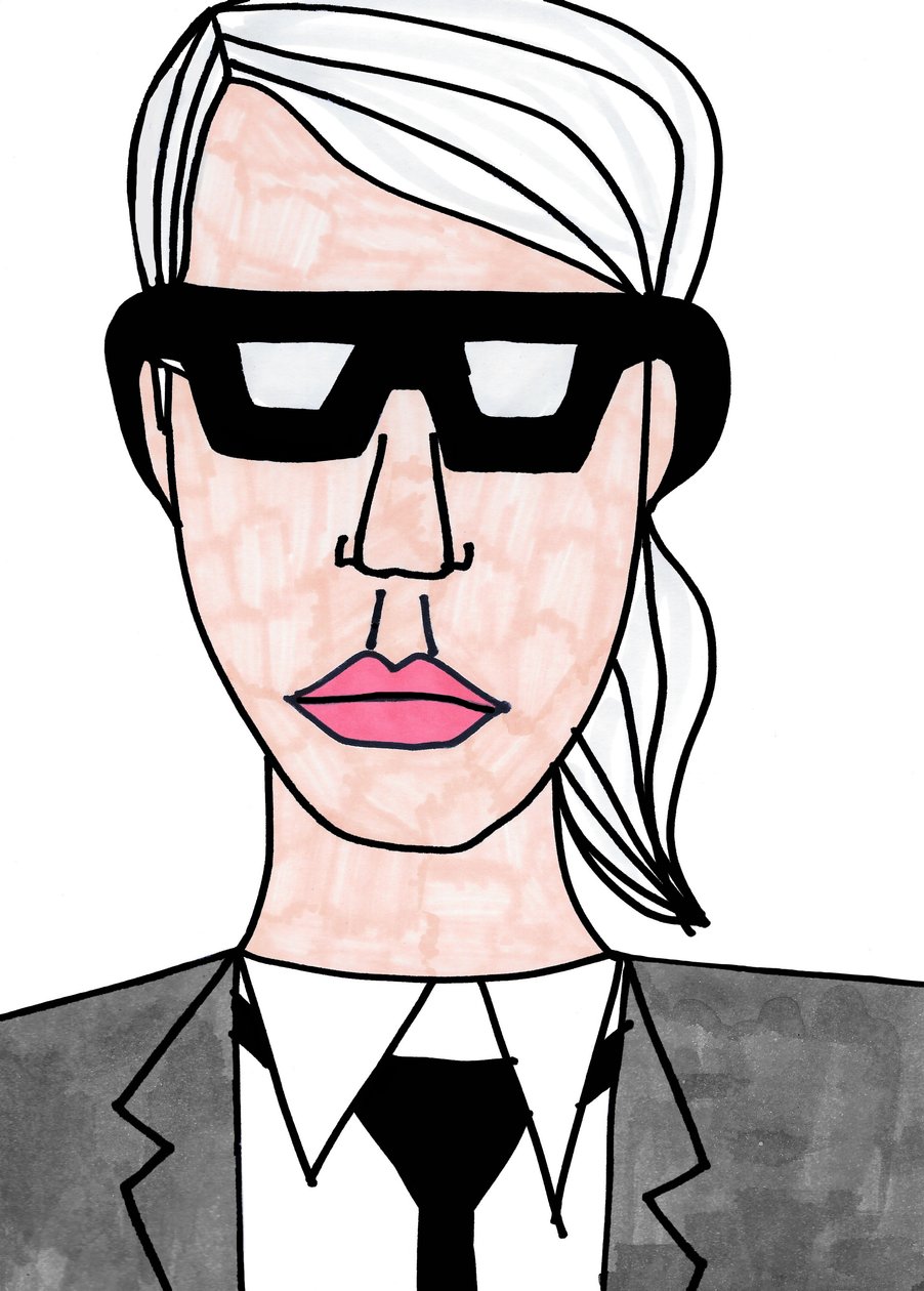 Karl Lagerfeld (tuschpenna på papper) av Daisy de Villeneuve