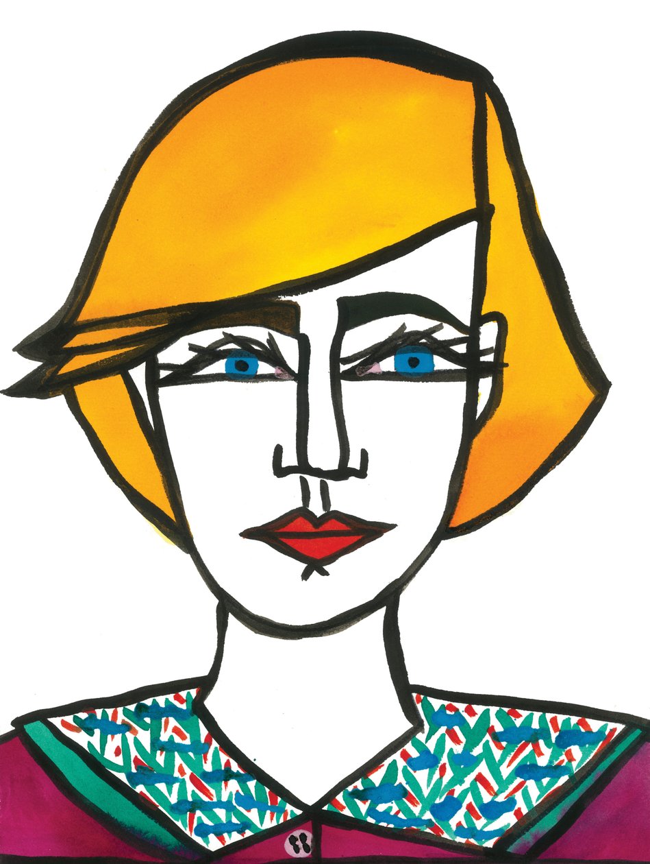 Princess Di Hair, 2024 (penna med färg på papper) av Daisy de Villeneuve