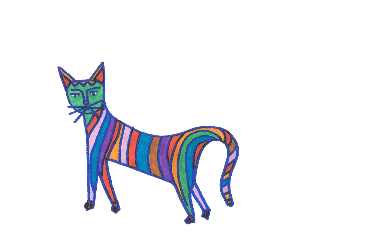 Rainbow Cat (filtspets på papper) av Daisy de Villeneuve