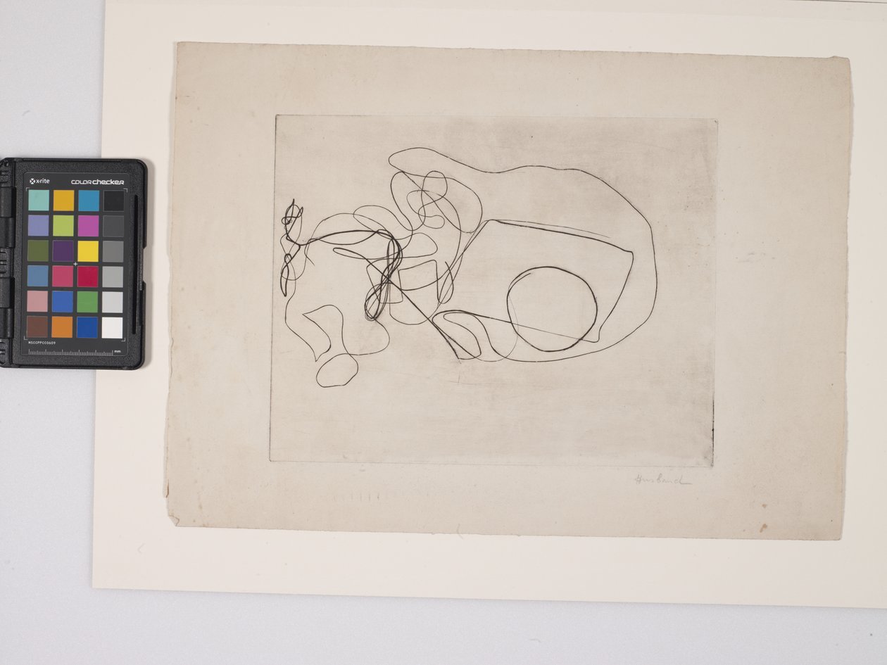 Utan titel, ca 1938 (gravyr på benvitt vävt papper) av Dalla Husband