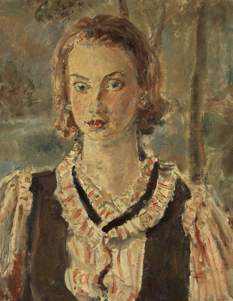 Porträtt av en flicka (olja på duk) av Dame Ethel Walker