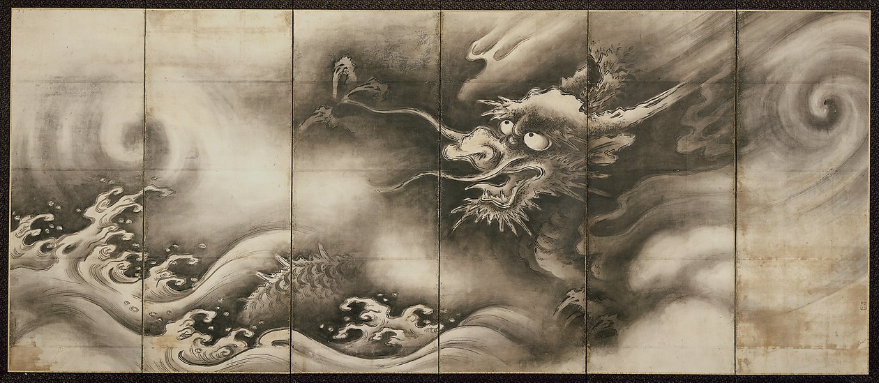 Drake [höger om paret Drake och Tiger], mitten av 1500-talet (bläck på papper) (se även 6114495) av Dōan Yamada