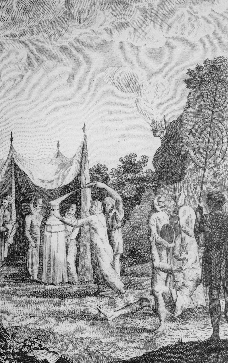 Procession vid ett egyptiskt bröllop, från Niebuhrs "Resor genom Arabien och andra länder", engelsk version publicerad ca 1792 av Daniel Lizars
