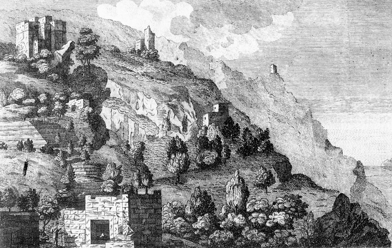 Utsikt bland Kaffebyarna i Jemen, från "Travels through Arabia" av Carsten Niebuhr, ca.1792 av Daniel Lizars