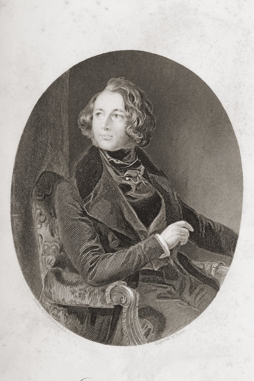 Charles Dickens (1812-70) graverad av Emden, 1853 av Daniel Maclise