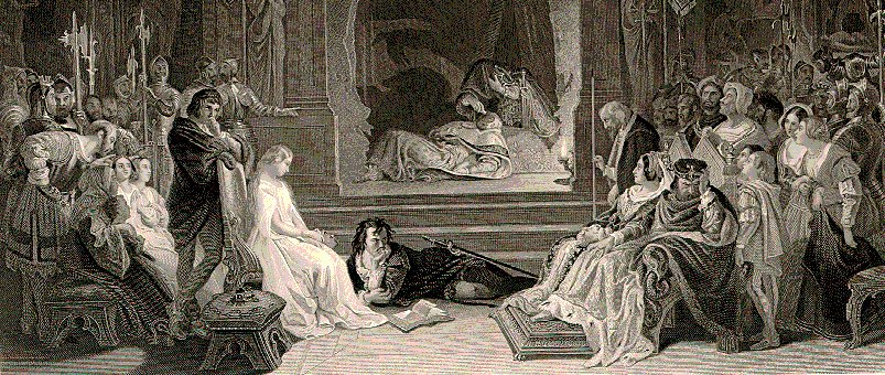 Hamlet play scene av Daniel Maclise