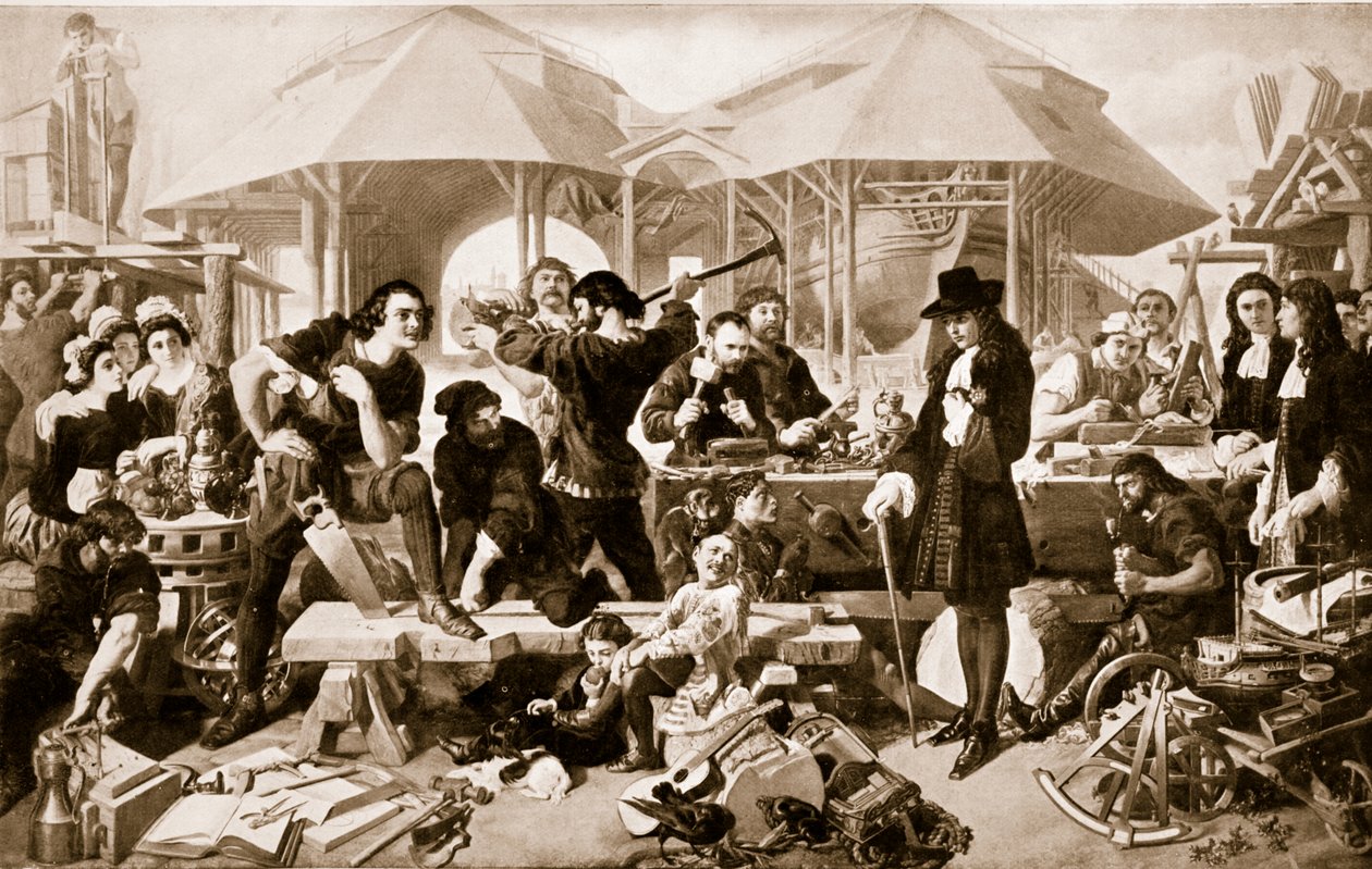 Peter den store på Deptford Dockyard av Daniel Maclise