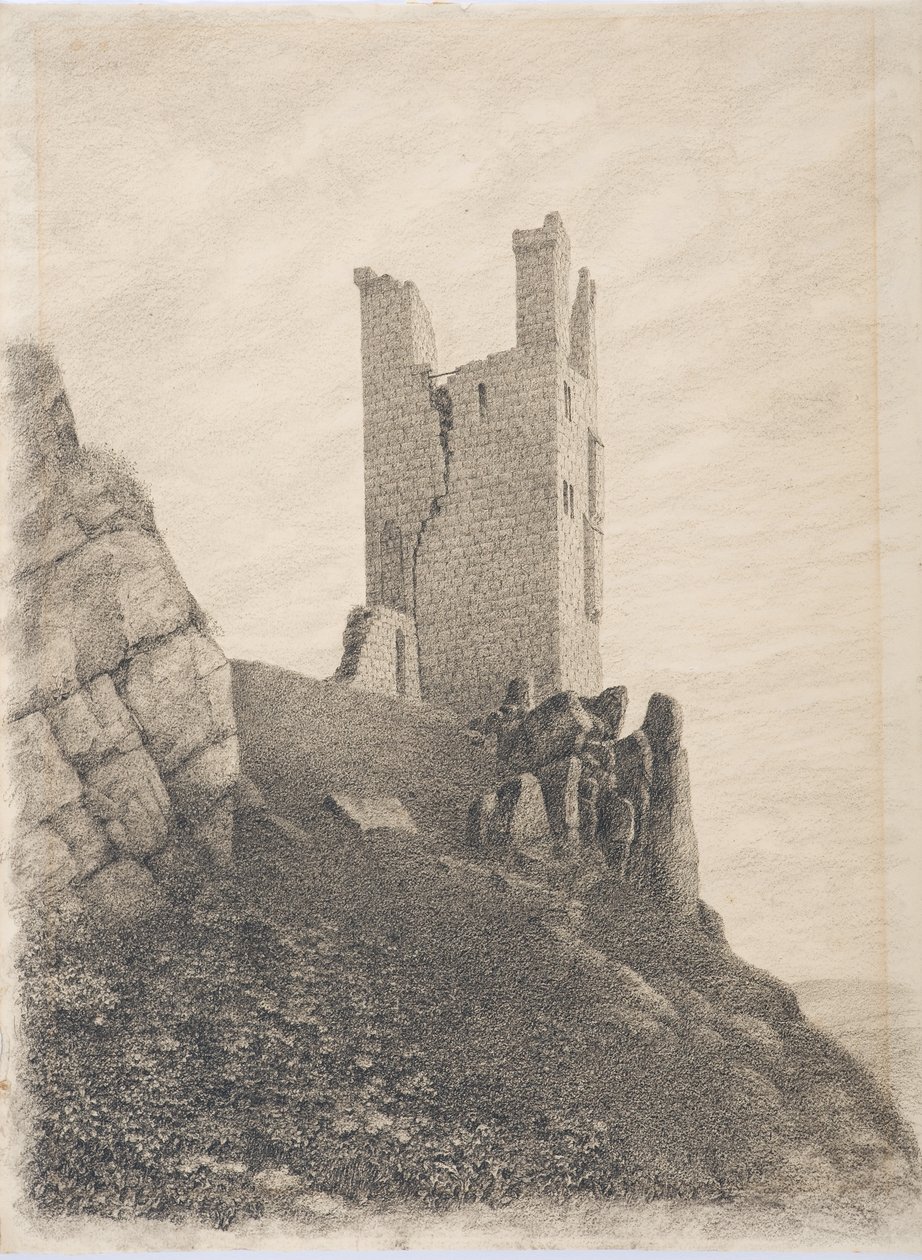 Lilburn Tower, Northumberland, ca 1916 (kol på papper) av Daniel Oliver