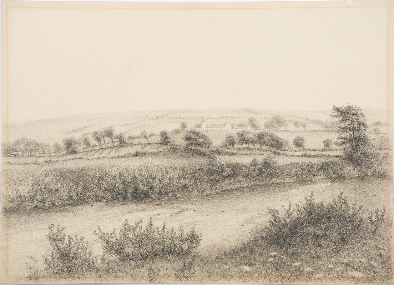Willimoteswick, c.1916 (träkol och blyerts på kartong) av Daniel Oliver