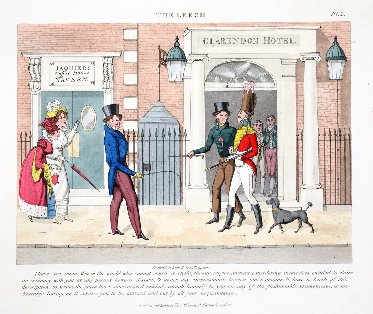Leech, illustration från "Fashionable Bores eller Coolers in High Life" av Peter Quiz, pub. Thomas McLean, London 1824 (handfärgad gravyr) av Daniel Thomas Egerton