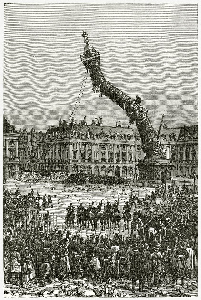 Vendôme-kolonnen, 1800-talet (gravyr i svartvitt) av Daniel Urrabieta Vierge